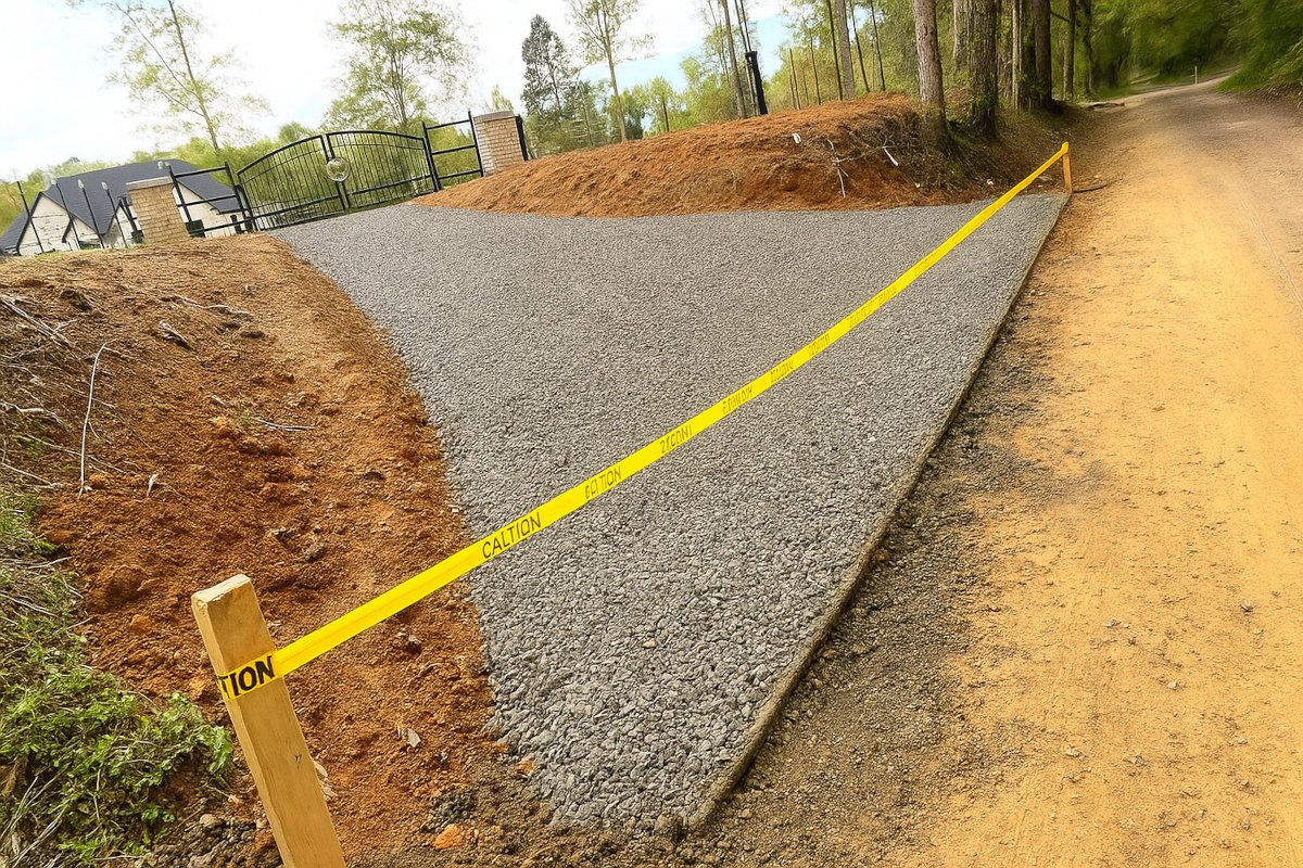 Gravel driveway installed in East Texas by SMG Concrete and Dirt Work