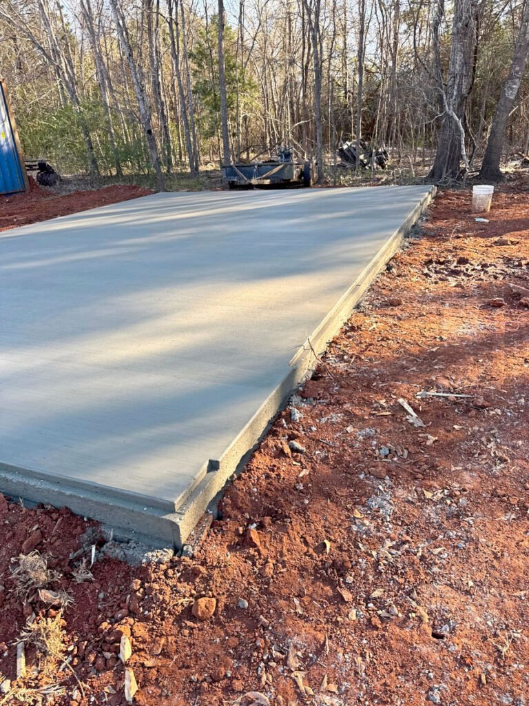 Concrete base installation for home construction